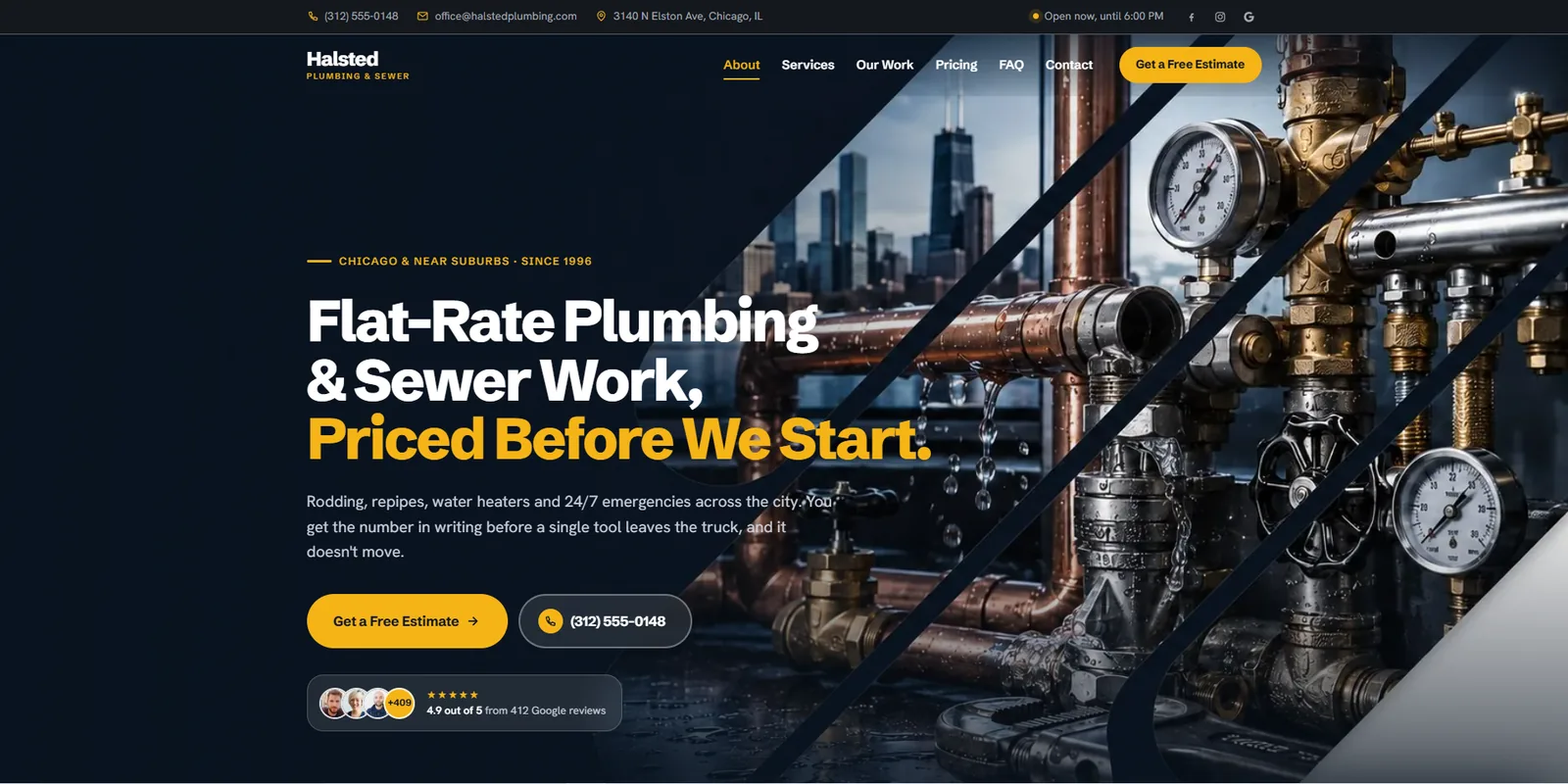 Website built for Halsted Plumbing & Sewer, a Chicago plumbing contractor