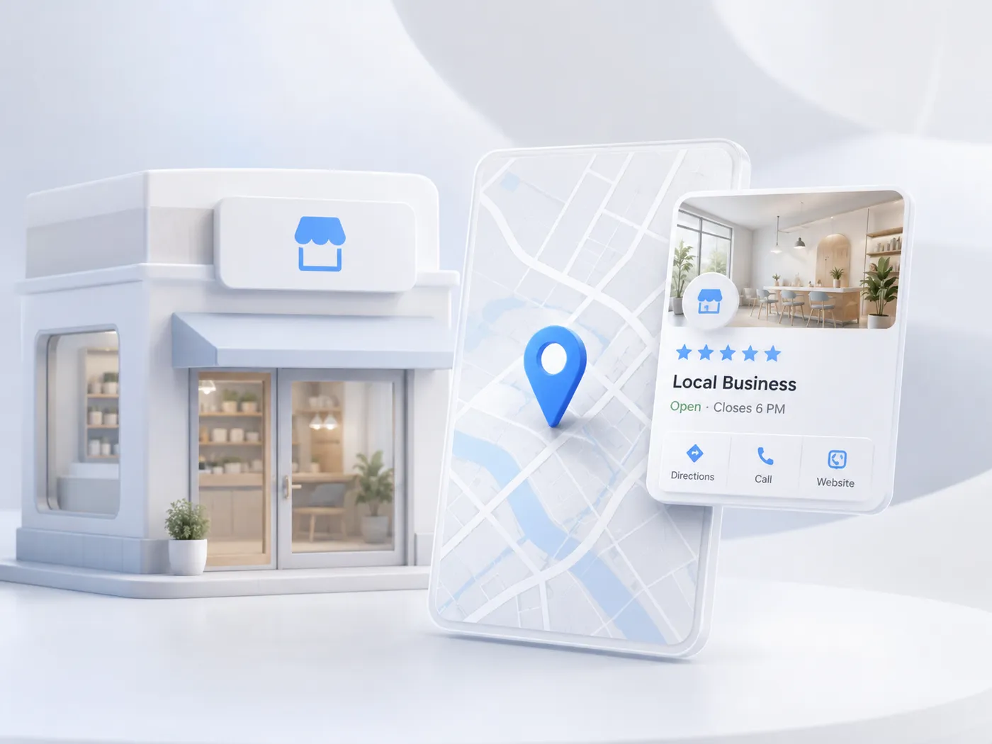 Google Maps pin and business profile card for a local shop